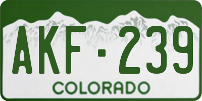 CO license plate AKF239