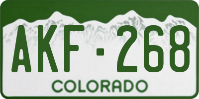 CO license plate AKF268