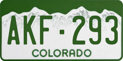 CO license plate AKF293