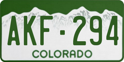 CO license plate AKF294