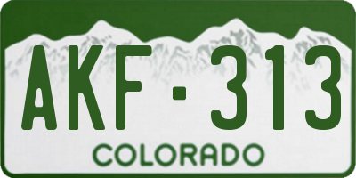 CO license plate AKF313