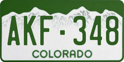 CO license plate AKF348