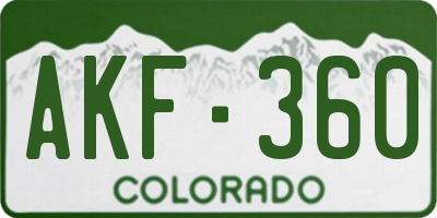 CO license plate AKF360