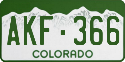 CO license plate AKF366