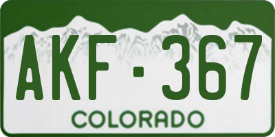 CO license plate AKF367
