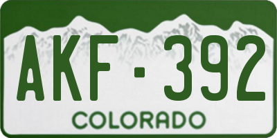 CO license plate AKF392