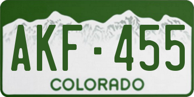 CO license plate AKF455
