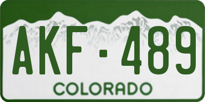 CO license plate AKF489