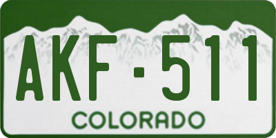 CO license plate AKF511