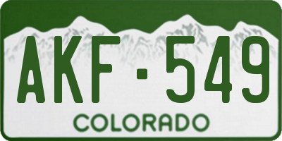 CO license plate AKF549