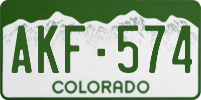 CO license plate AKF574