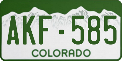 CO license plate AKF585