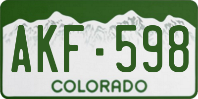 CO license plate AKF598