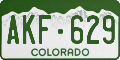 CO license plate AKF629