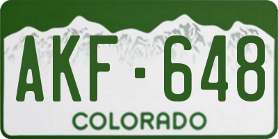 CO license plate AKF648