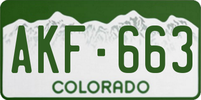 CO license plate AKF663