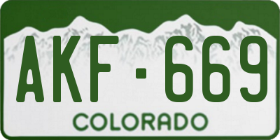 CO license plate AKF669