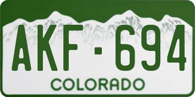 CO license plate AKF694