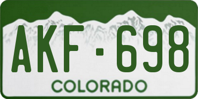 CO license plate AKF698