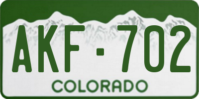CO license plate AKF702