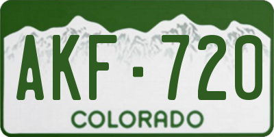 CO license plate AKF720