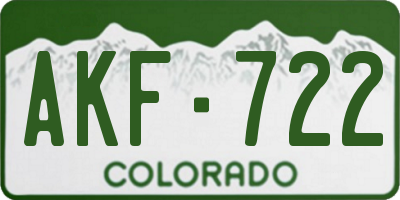 CO license plate AKF722