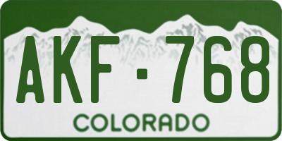 CO license plate AKF768