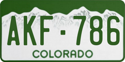 CO license plate AKF786