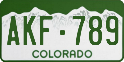 CO license plate AKF789