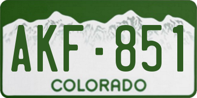 CO license plate AKF851