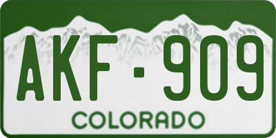 CO license plate AKF909