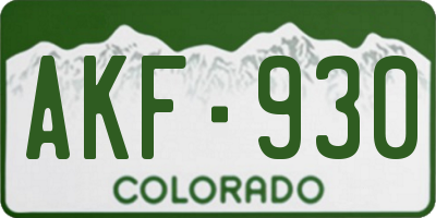 CO license plate AKF930