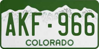 CO license plate AKF966