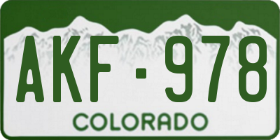 CO license plate AKF978