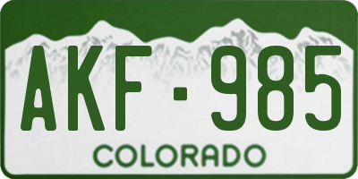 CO license plate AKF985