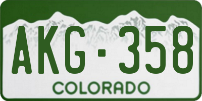 CO license plate AKG358