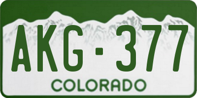 CO license plate AKG377