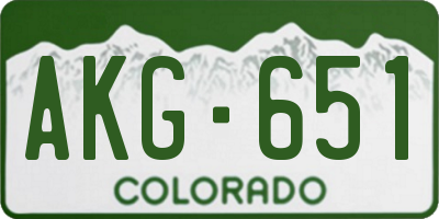 CO license plate AKG651