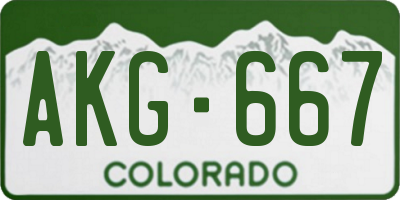 CO license plate AKG667