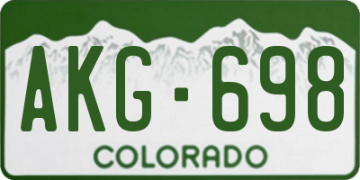 CO license plate AKG698