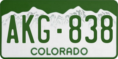 CO license plate AKG838
