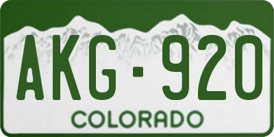 CO license plate AKG920