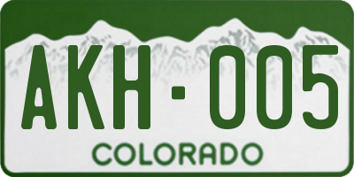 CO license plate AKH005