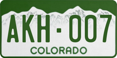 CO license plate AKH007