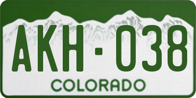 CO license plate AKH038