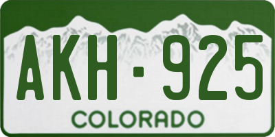CO license plate AKH925