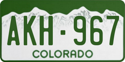CO license plate AKH967
