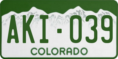 CO license plate AKI039
