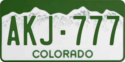 CO license plate AKJ777