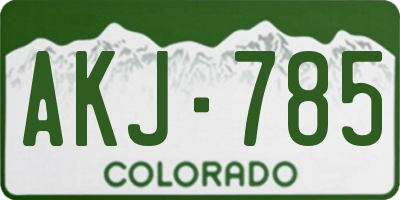 CO license plate AKJ785